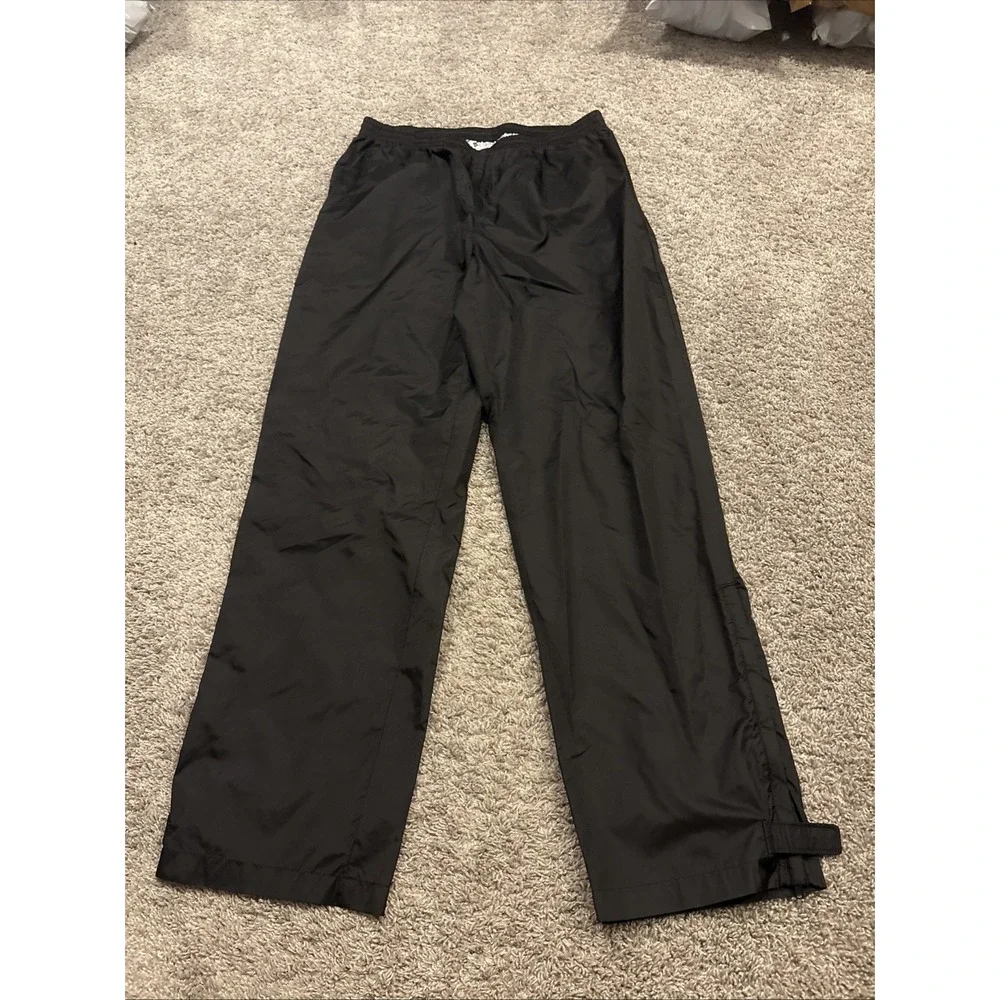VINTAE Columbia mens Black Rain Pants Elastic Zip Ankles Large L USA Packable!